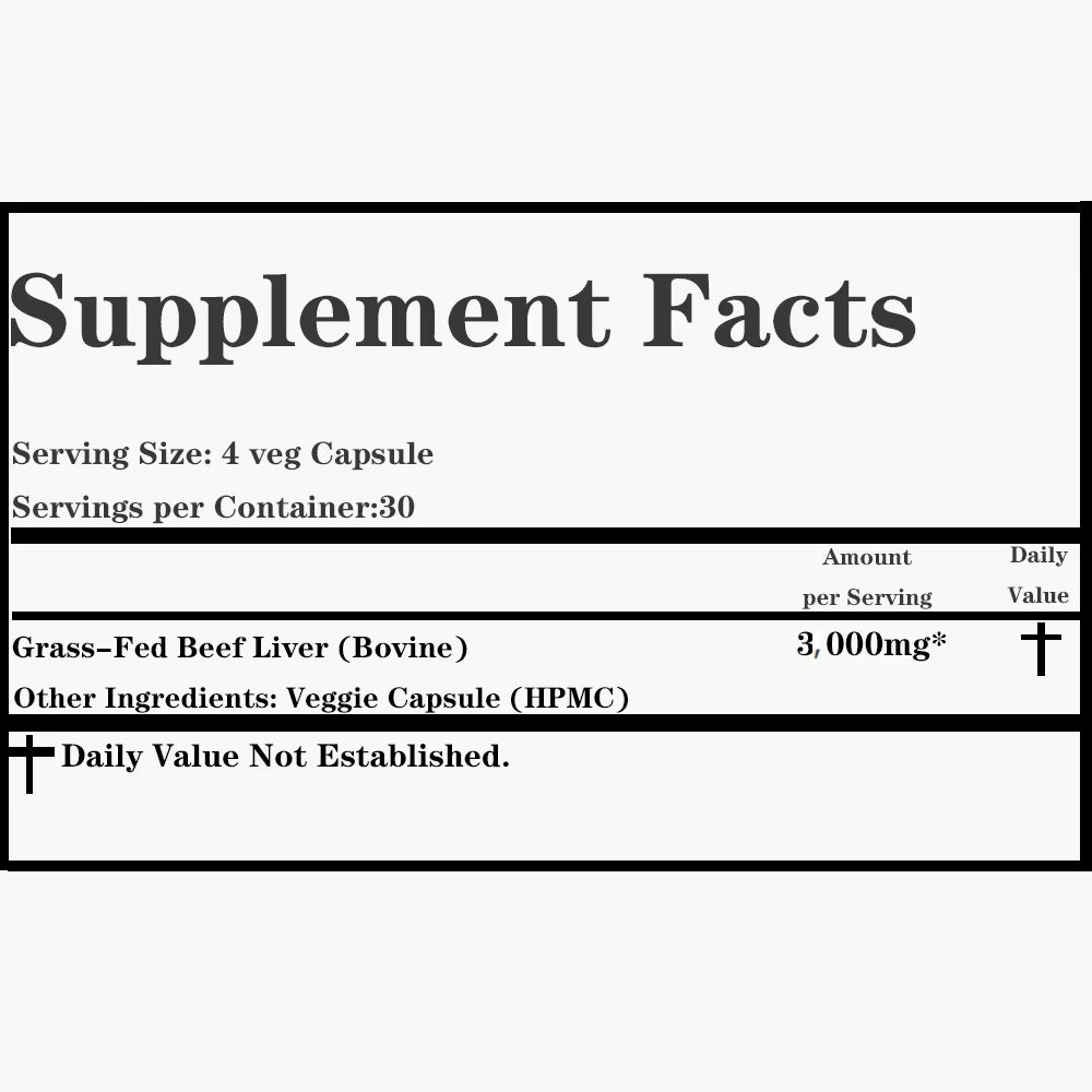 Grass-Fed Beef Liver - Natural Iron, Vitamin A, B12 - Supports Healthy Heart and Liver Function, Improved Energy