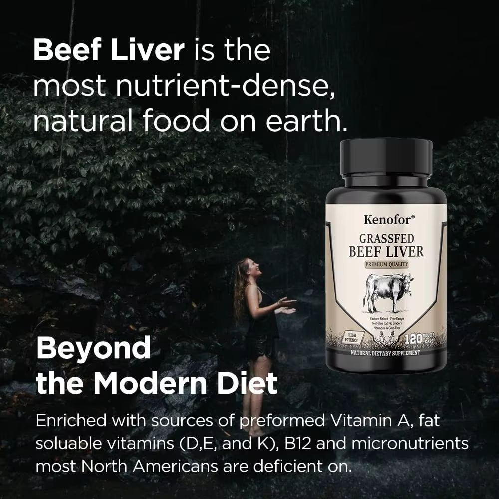 Grass-Fed Beef Liver - Natural Iron, Vitamin A, B12 - Supports Healthy Heart and Liver Function, Improved Energy