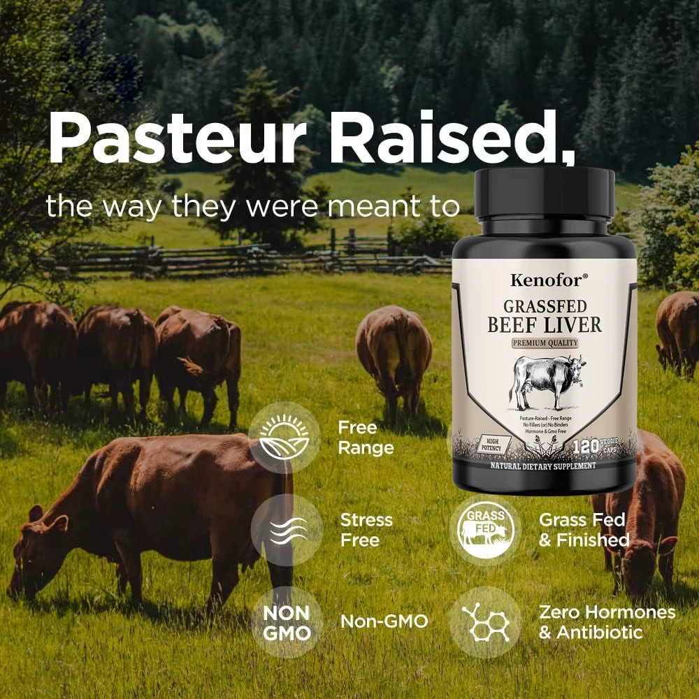 Grass-Fed Beef Liver - Natural Iron, Vitamin A, B12 - Supports Healthy Heart and Liver Function, Improved Energy